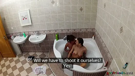 Girlfriends XXX - Lesbians Wash Each Other's Wet Pussies in the Bathtub