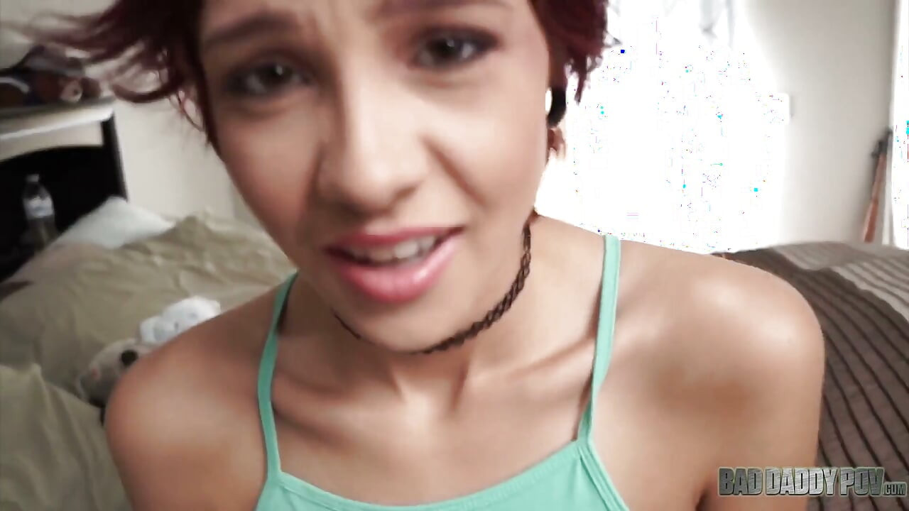 Redhead Cadey Mercury gets facial sprayed from her stepdad
