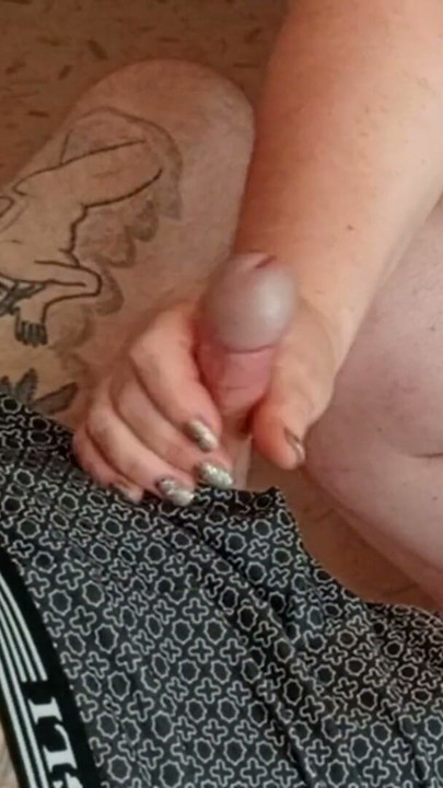 the bitch sat opposite milking and jerking off my cock until ejaculation | Clip 2