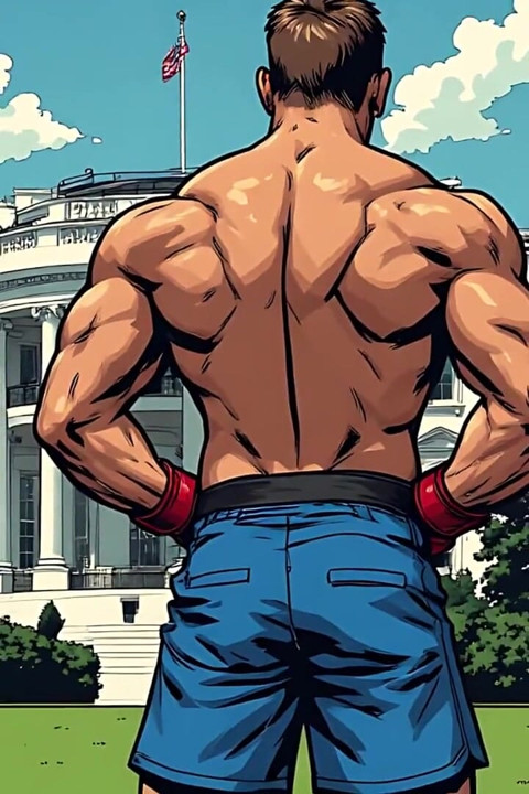 Muscular Fighters at White House (ai Art)