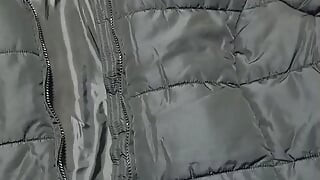 Fuck the lining of her puffer jacket