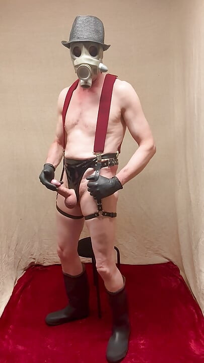 Leather Garters Hard Cock Wank
