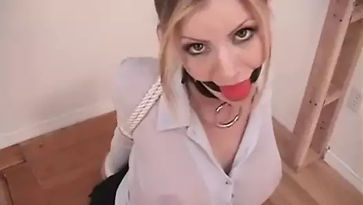 Amber Michaels Tied Up TIGHT, BALL GAGGED & DROOLING!