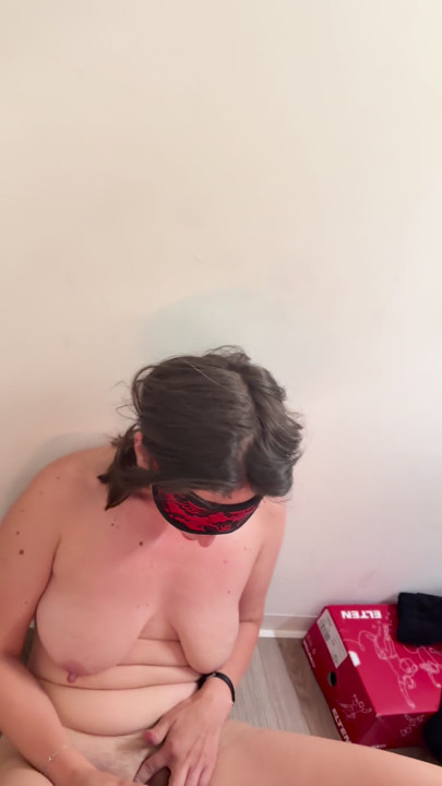 Stupid whore fingers herself while man jerks off