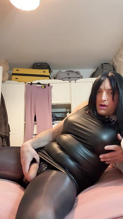 Wet Look Dress Tease