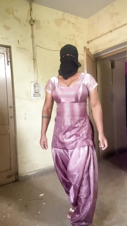 silky shiny satin suit salwar desi indian crossdresser bhabhi