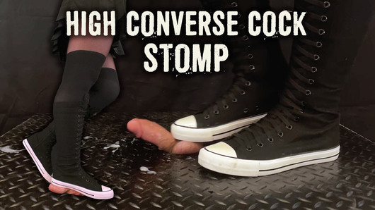 High School Girl in High Converse Stomping on your Cock