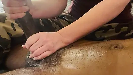 Daddy's gets a creamy lotion soaked Footjob