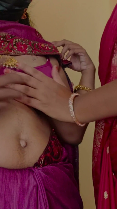 Sisters enjoying threesome romance in bed with neighbour batchelor men | Clip 2