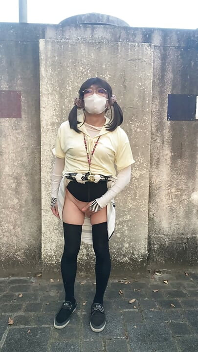 No.335 Crossdresser Exposing Tucks in Male Toilets and Peeing