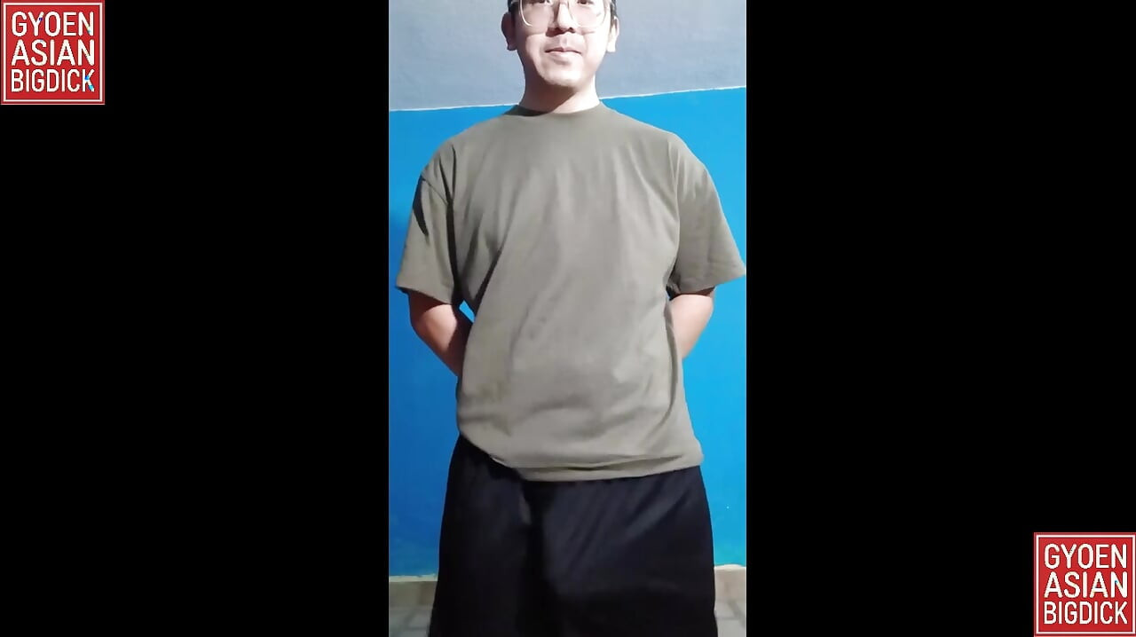 Asian dude pulls down his pants and shows his dick
