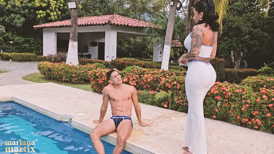 My boyfriend doesn't know his stepsister is the one riding his cock - Mariana Martix, Alejandra, and Max
