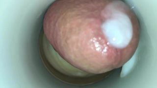 Hardcore close -up klaarkomen door sperma cam man