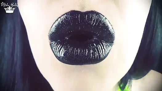 Kisses from black shiny lips ASMR JOI