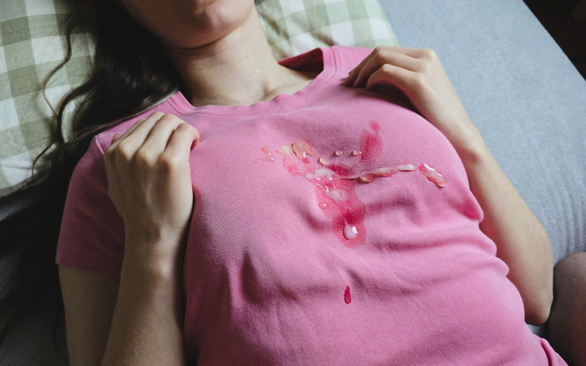 He Chose to Cum on Her Clothes Instead of Her Naked Tits!