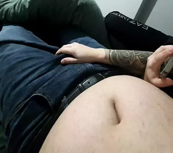 Step mom hand slipnon step son Jeans touching his cock