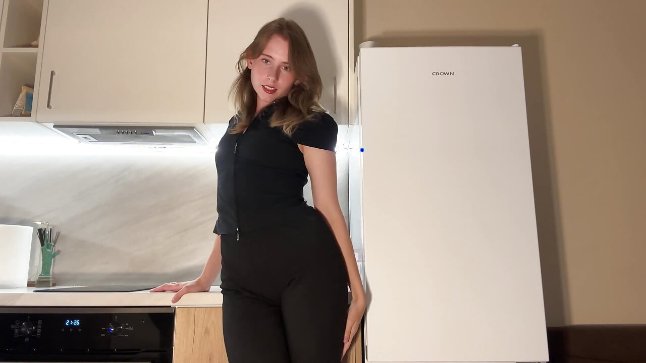 Office Suit Pixie Kitchen Tease - White Heels & Table Finger Bliss