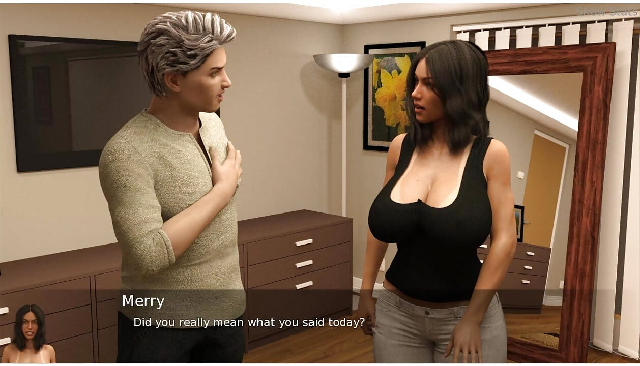 Project hotwife - gameplay -  husband fucks wife in doggy style and cum in tits and her body