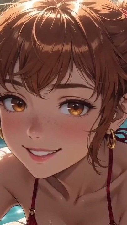 AI Girl Sensually on the Pool - Studio Ghibli Style | Clip 1