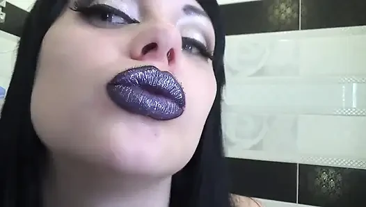 Bibir glossy ungu! Fetish ciuman dan bebek wajah!!