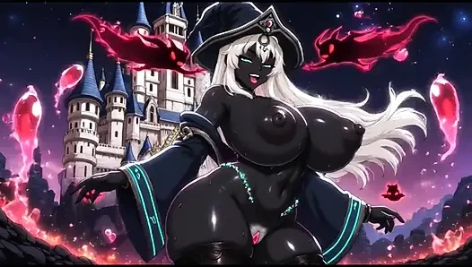 Karanlık büyücü kız şatosunda dans ediyor (ai animasyonu)