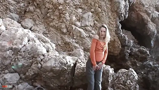 Lady-margaux: Nice Petite Lady Margaux Doing a Hot Striptease by the Sea