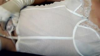 criossdresser stephanie in white lingerie