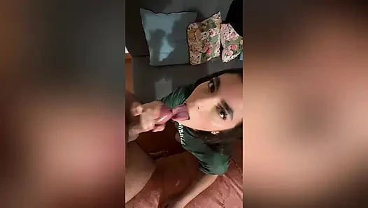 POV Submissive Slut Sucks Her Stepbrother-in-law's Cock in Exchange for His Silence