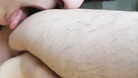 Extreme close-up hairy worship