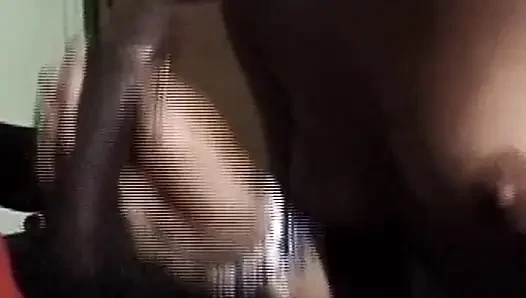 Smiling Brunette Flashes Big Tits and Sucks Throbbing Cock