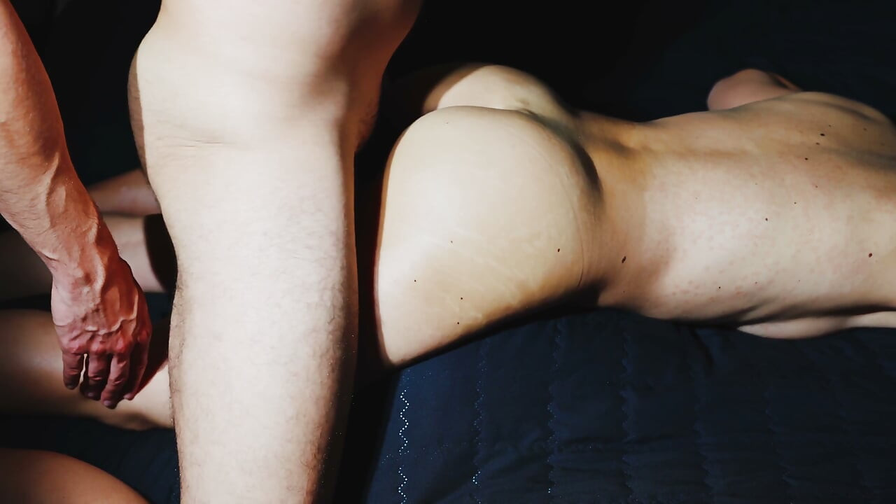Lying Down He Fucks Me From Behind, Spreads My Asshole with a Finger to Cum Inside It