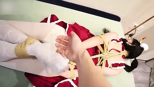 Jw1-a Girl Wearing White Stockings Was Tied up as Hogtie Bondage