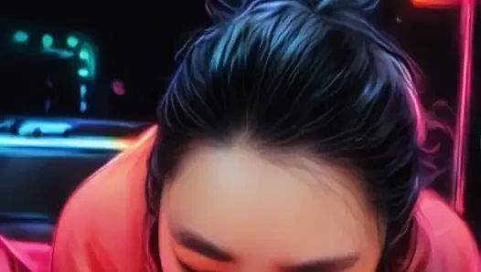 Аниме-подруга сосет большой белый член в реальной жизни - минет с оральным кримпаем в видео от первого лица