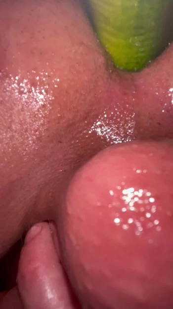 Sitting on homemade anal toy 
Big cucumber in beautiful virgin ass