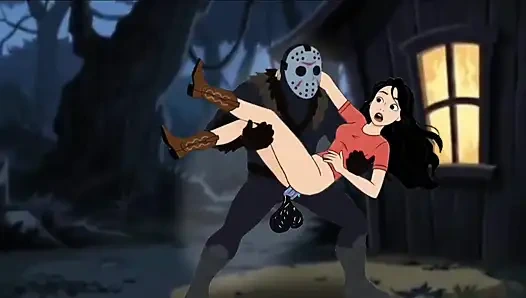 Studentin genießt sex in einem camp. Cartoon-horror-parodie