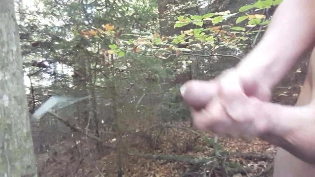 Cumshot in the woods