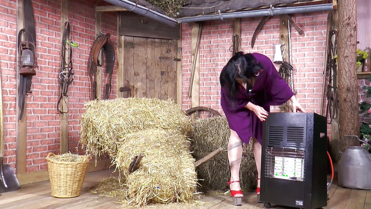 Hot anal sex with sexy brunette at the barn