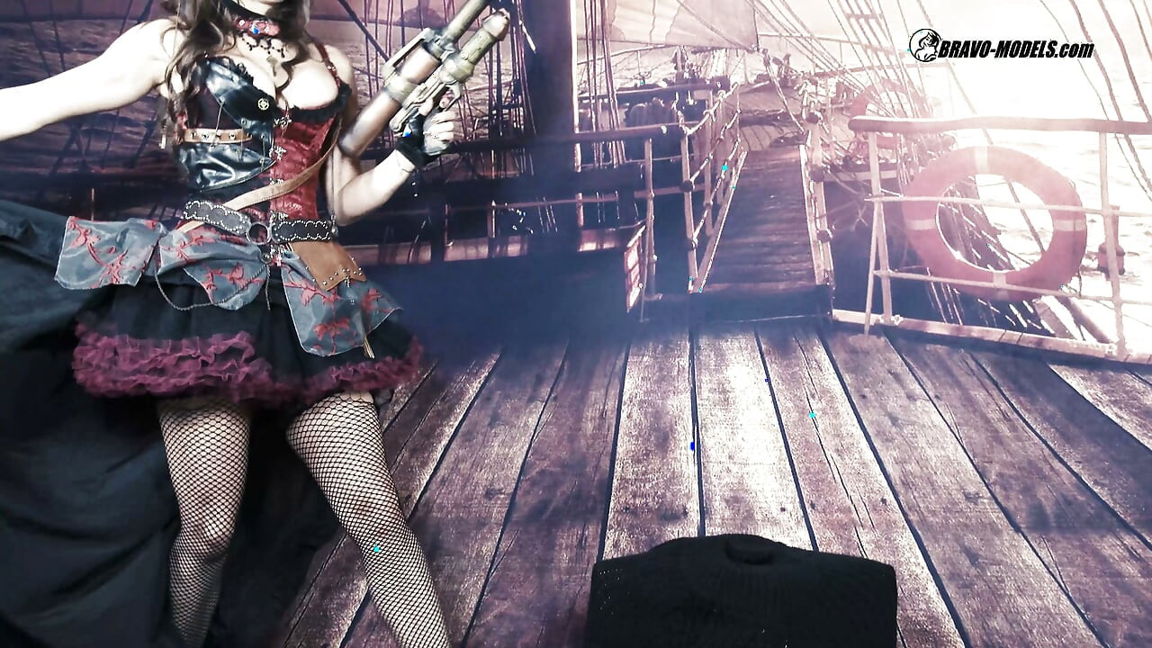 400 Barbara Bieber jako Piracka Dziewczyna w kostiumie Cosplay Steampunk