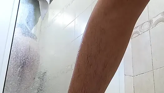 Second part of shaving my pussy and take a shower in bathroom!