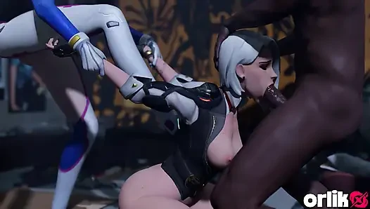 Ashe &D.va dari overwatch porn - bantuan tenggorokan dalam, penetrasi liar & ngentot anal dengan kontol hitam besar