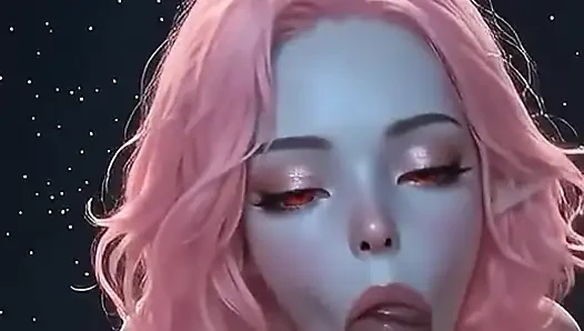 Pembe saçlı yapay zekalı elf sakso çekiyor, meme muamelesi yapıyor, kovboy kız tarzı biniyor ve sonunda ağzından döl damlıyor