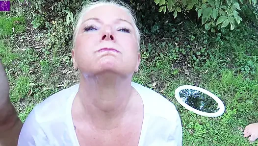 Mega piss-swallow-gangBang! 25 men piss in my mouth outdoors! Full Movie