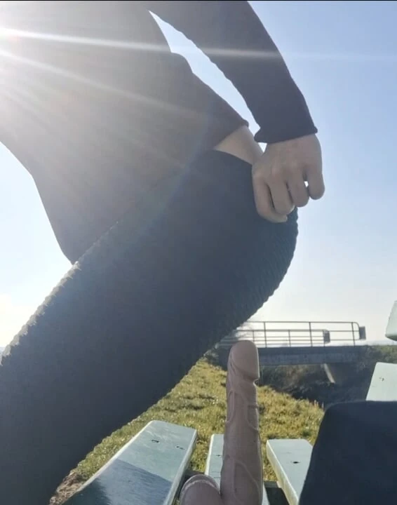 Solo dildo play on the street outdoor, did they catch me?