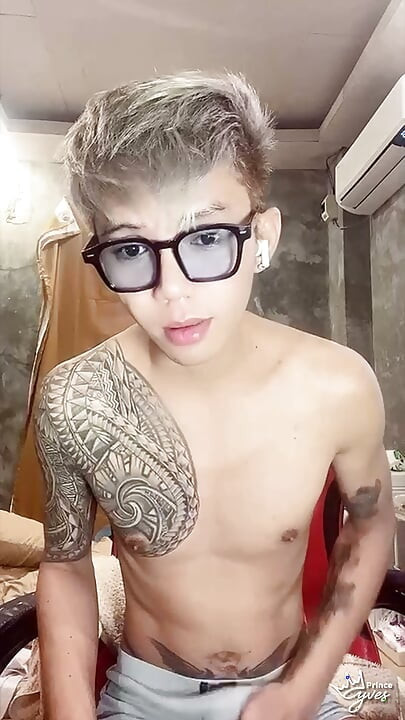 Cute Inked Boy Teasing, Masturbating, and Cumming for His Webcam Viewer