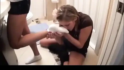 Sock sniffing in the restroom