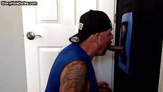 Gloryhole deepthroat DILF spoils BF dick with skillful mouth