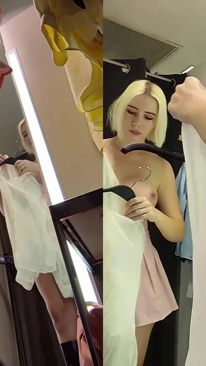 Unforgettable moment from "Bottom view in public fitting room on pussy of blonde with big tits"