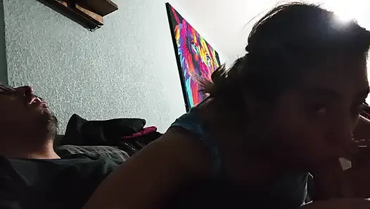 I give this beautiful woman sex in silence on the couch.
