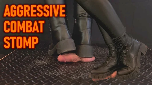 Aggressive CBT Stomping in Black Leather Combat Boots with TamyStarly - Bootjob Showjob Ballbusting