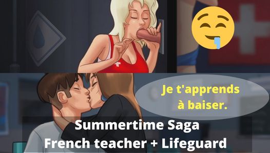 TWO MILFS in day: Horny blonde Pamela gloryhole and French teacher hot seduce sex in school - Summertime Saga - teacher
